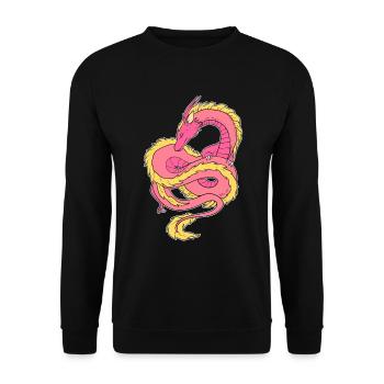 Bunter Drache Buchliebhaber - Unisex Pullover - Schwarz - Vorne - Alina (178cm) & Michal (187cm)