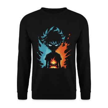 Flame boy with mask power - Unisex Sweatshirt - black - Front - Alina (178cm) & Michal (187cm)