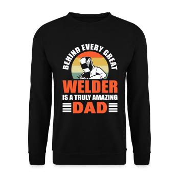 Behind Every Great Welder Is A Truly Amazing Dad - Unisex Pullover - Schwarz - Vorne - Alina (178cm) & Michal (187cm)
