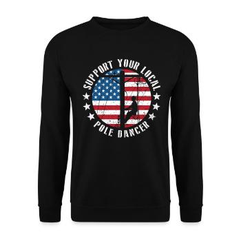 Support Your Local Pole Dancer Lineman - Unisex Sweatshirt - black - Front - Alina (178cm) & Michal (187cm)