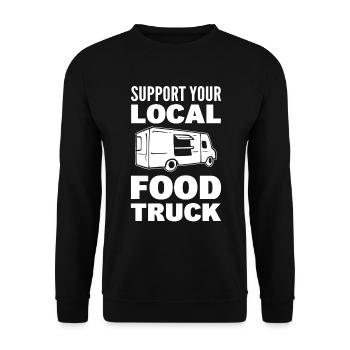Support Your Local Food Truck Unternehmer - Unisex Pullover - Schwarz - Vorne - Alina (178cm) & Michal (187cm)