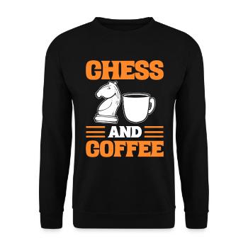 Chess And Coffee Schachmeister - Unisex Pullover - Schwarz - Vorne - Alina (178cm) & Michal (187cm)