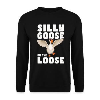 Die Dumme Gans Auf Freiem Fuß - Unisex Pullover - Schwarz - Vorne - Alina (178cm) & Michal (187cm)