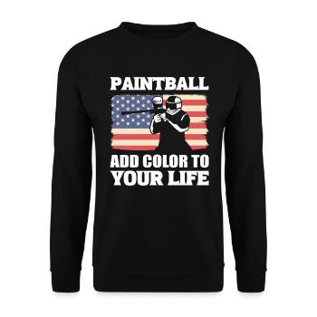 Lustiges Paintball Paintballspieler - Unisex Pullover - Schwarz - Vorne - Alina (178cm) & Michal (187cm)