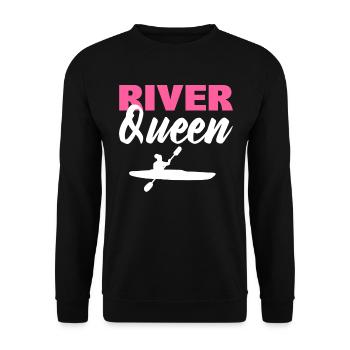 River Queen Kajakfahrer - Unisex Pullover - Schwarz - Vorne - Alina (178cm) & Michal (187cm)