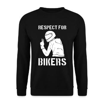 Respect For Bikers Motorradfahrer - Unisex Pullover - Schwarz - Vorne - Alina (178cm) & Michal (187cm)