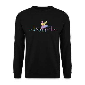 Ballett Tänzer Herzschlag Ekg Ballerina - Unisex Pullover - Schwarz - Vorne - Alina (178cm) & Michal (187cm)