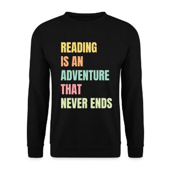 Reading is an adventure book lover - Unisex Sweatshirt - black - Front - Alina (178cm) & Michal (187cm)