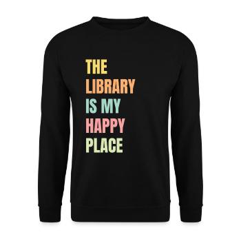 Bibliothek Buchliebhaber Lesender Bücherwurm - Unisex Pullover - Schwarz - Vorne - Alina (178cm) & Michal (187cm)
