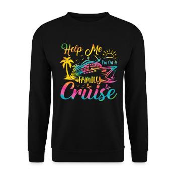 Hilfe Ich Bin Auf Einer Familienkreuzfahrt Urlaub - Unisex Pullover - Schwarz - Vorne - Alina (178cm) & Michal (187cm)