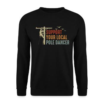 Support Your Local Pole Dancer Lineman - Unisex Sweatshirt - black - Front - Alina (178cm) & Michal (187cm)