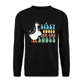 Die Dumme Gans Auf Freiem Fuß - Unisex Pullover - Schwarz - Vorne - Alina (178cm) & Michal (187cm)