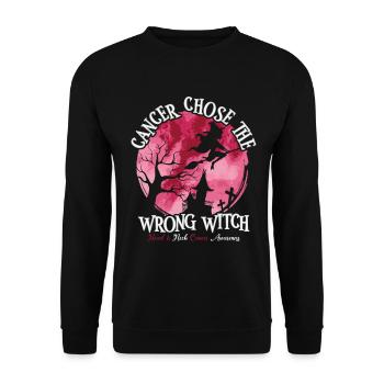 Hexe Burgunder Weiß Kopf-Hals-Krebs - Unisex Pullover - Schwarz - Vorne - Alina (178cm) & Michal (187cm)