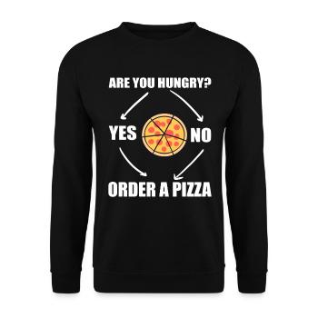 Lustiger Pizza -Liebhaber Pizzabäcker - Unisex Pullover - Schwarz - Vorne - Alina (178cm) & Michal (187cm)