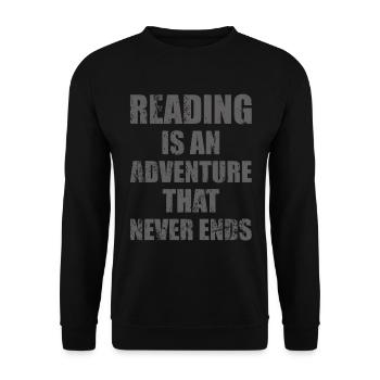 Reading is an adventure Book lover - Unisex Sweatshirt - black - Front - Alina (178cm) & Michal (187cm)
