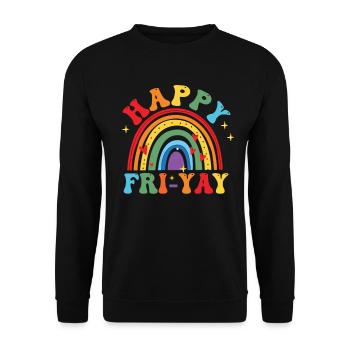 Happy Fri Yay Teacher Weekend Funny Meme - Unisex Sweatshirt - black - Front - Alina (178cm) & Michal (187cm)