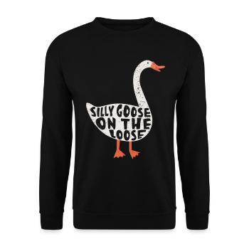 Die Dumme Gans Auf Freiem Fuß - Unisex Pullover - Schwarz - Vorne - Alina (178cm) & Michal (187cm)