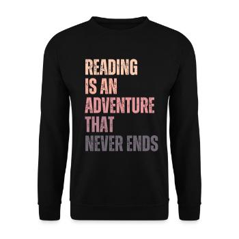 Reading is an adventure book lover - Unisex Sweatshirt - black - Front - Alina (178cm) & Michal (187cm)