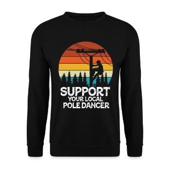 American Lineman Powerline Worker Design - Unisex Sweatshirt - black - Front - Alina (178cm) & Michal (187cm)