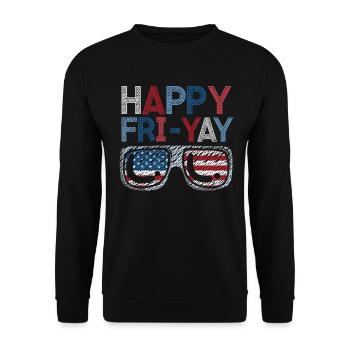 Happy Fri Yay Teacher Weekend Funny Meme - Unisex Sweatshirt - black - Front - Alina (178cm) & Michal (187cm)