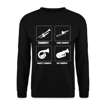 Lustige Trompete Bandmitglied - Unisex Pullover - Schwarz - Vorne - Alina (178cm) & Michal (187cm)