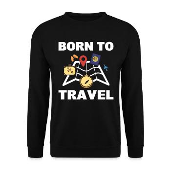 Born To Travel Tourist - Unisex Pullover - Schwarz - Vorne - Alina (178cm) & Michal (187cm)