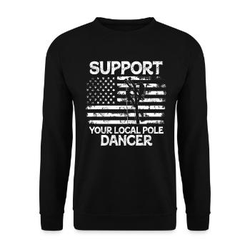 Support Your Local Pole Dancer Lineman - Unisex Sweatshirt - black - Front - Alina (178cm) & Michal (187cm)