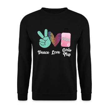 Week-end entre filles Peace Love Girls Trip 2024 - Sweat-shirt Unisexe - noir - Devant - Alina (178cm) & Michal (187cm)