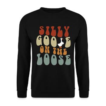 Die Dumme Gans Auf Freiem Fuß - Unisex Pullover - Schwarz - Vorne - Alina (178cm) & Michal (187cm)