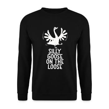 Die Dumme Gans Auf Freiem Fuß - Unisex Pullover - Schwarz - Vorne - Alina (178cm) & Michal (187cm)