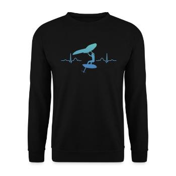 Flügel Surfer Wingsurfing Retro Folie Flügel - Unisex Pullover - Schwarz - Vorne - Alina (178cm) & Michal (187cm)