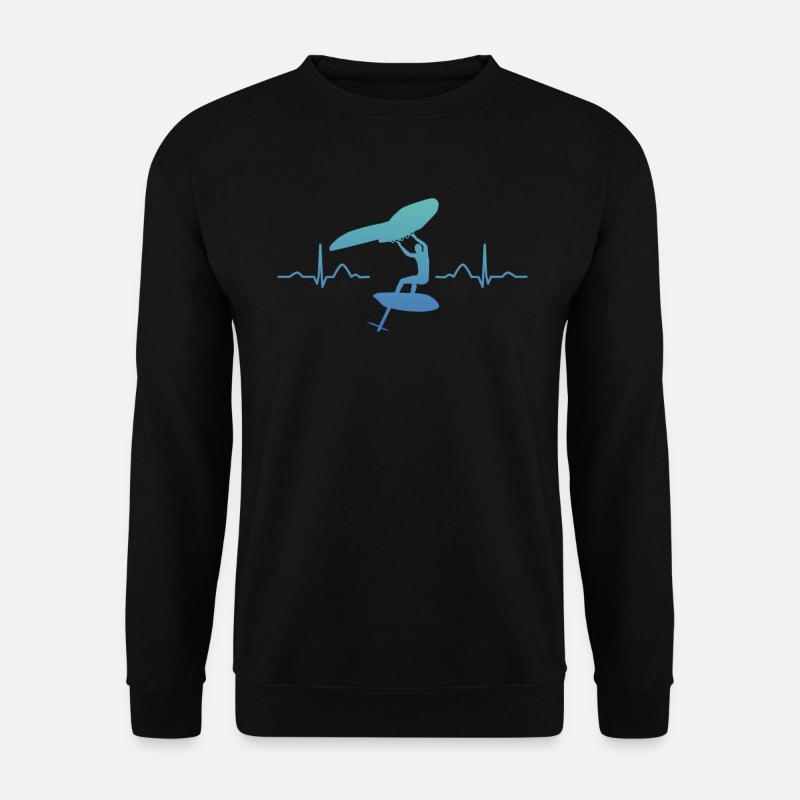 Flügel Surfer Wingsurfing Retro Folie Flügel - Unisex Pullover - Schwarz
