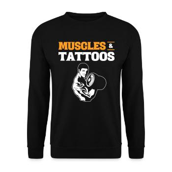 Muscles & Tattoos Tätowierter Fitnessstudio - Unisex Pullover - Schwarz - Vorne - Alina (178cm) & Michal (187cm)
