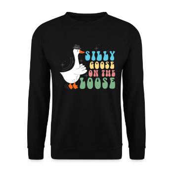 Die Dumme Gans Auf Freiem Fuß - Unisex Pullover - Schwarz - Vorne - Alina (178cm) & Michal (187cm)
