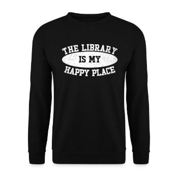 Bibliothek Buchliebhaber Lesender Bücherwurm - Unisex Pullover - Schwarz - Vorne - Alina (178cm) & Michal (187cm)