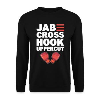 Jab Cross Hook Uppercut Professioneller Kickboxer - Unisex Pullover - Schwarz - Vorne - Alina (178cm) & Michal (187cm)