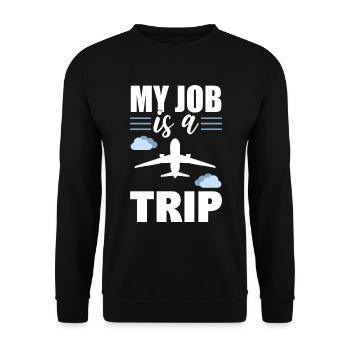 My Job Is A Trip Flugbegleiter - Unisex Pullover - Schwarz - Vorne - Alina (178cm) & Michal (187cm)