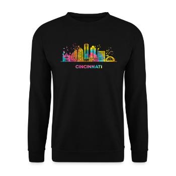 Cincinnatian Skyline Cincinnati - Unisex Pullover - Schwarz - Vorne - Alina (178cm) & Michal (187cm)