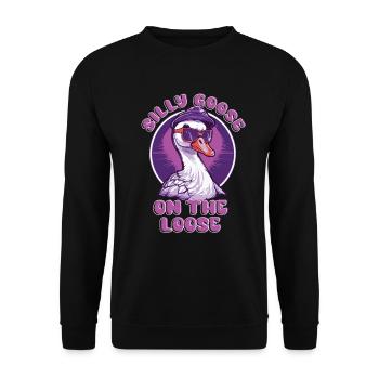 Die Dumme Gans Auf Freiem Fuß - Unisex Pullover - Schwarz - Vorne - Alina (178cm) & Michal (187cm)
