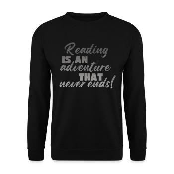 Reading is an adventure book lover - Unisex Sweatshirt - black - Front - Alina (178cm) & Michal (187cm)