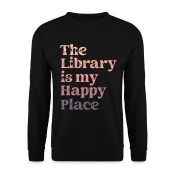 Bibliothek Buchliebhaber Lesender Bücherwurm - Unisex Pullover - Schwarz - Vorne - Alina (178cm) & Michal (187cm)