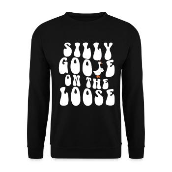 Die Dumme Gans Auf Freiem Fuß - Unisex Pullover - Schwarz - Vorne - Alina (178cm) & Michal (187cm)