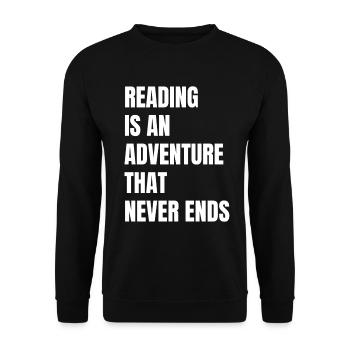 Reading is an adventure book lover - Unisex Sweatshirt - black - Front - Alina (178cm) & Michal (187cm)