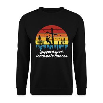 American Lineman Powerline Worker Design - Unisex Sweatshirt - black - Front - Alina (178cm) & Michal (187cm)