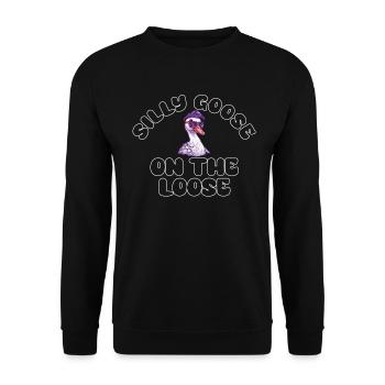 Die Dumme Gans Auf Freiem Fuß - Unisex Pullover - Schwarz - Vorne - Alina (178cm) & Michal (187cm)