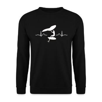 Flügel Surfer Wingsurfing Retro Folie Flügel - Unisex Pullover - Schwarz - Vorne - Alina (178cm) & Michal (187cm)