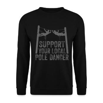 Soutenez votre monteur de lignes Pole Dancer local - Sweat-shirt Unisexe - noir - Devant - Alina (178cm) & Michal (187cm)