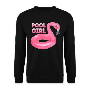 Pool Girl Flamingo Floatie Swimming Pool - Unisex Sweatshirt - black - Front - Alina (178cm) & Michal (187cm)