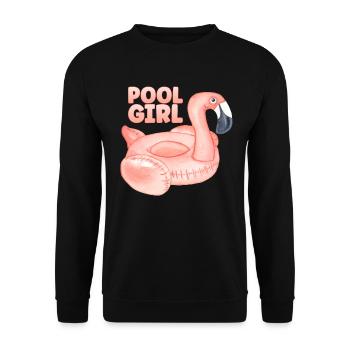 Pool Girl Flamingo Floatie Swimming Pool - Unisex Sweatshirt - black - Front - Alina (178cm) & Michal (187cm)