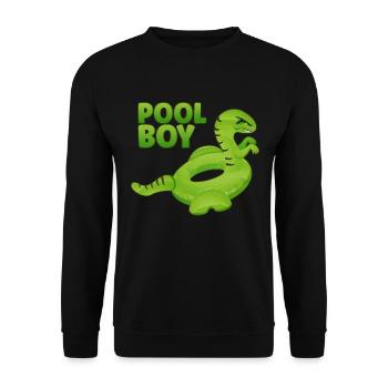 Pool Boy Dinosaurier Floatie Schwimmbad - Unisex Pullover - Schwarz - Vorne - Alina (178cm) & Michal (187cm)